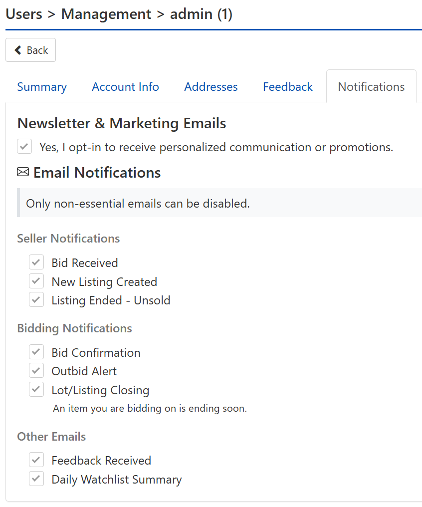 ACP Users Notifications