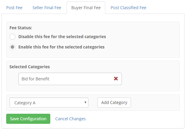 ACP BF Fee Categories