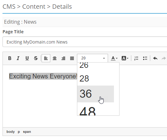 ACP CMS Content Custom