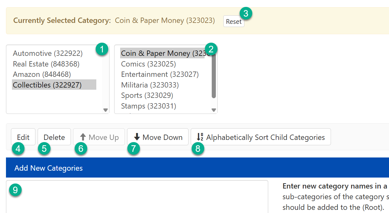 ACP Categories Edit Detail