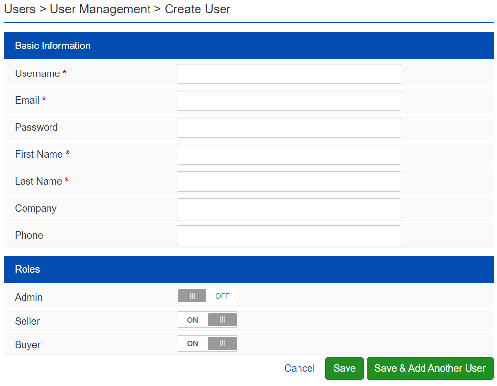 ACP User CreateUser