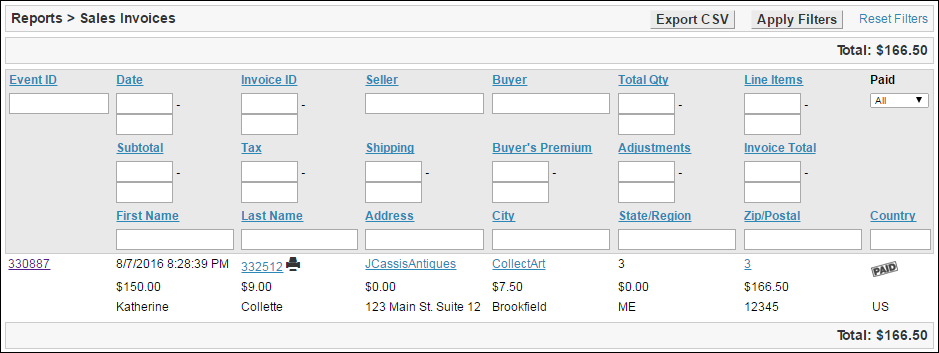 Sales Invoices