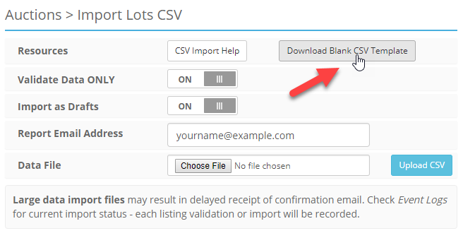 ACP Auctions Import CSV