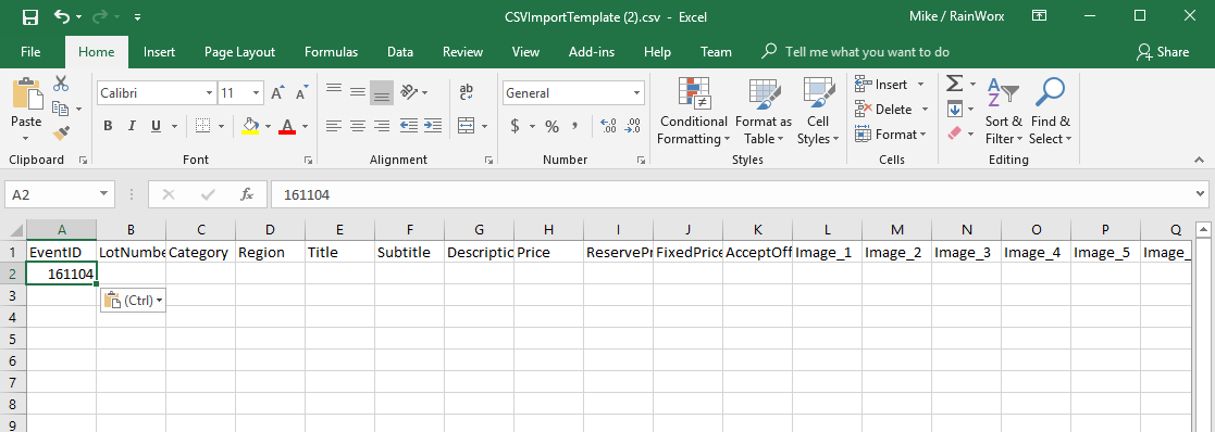 ACP Auctions Import CSV