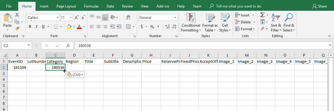 ACP Auctions Import CSV
