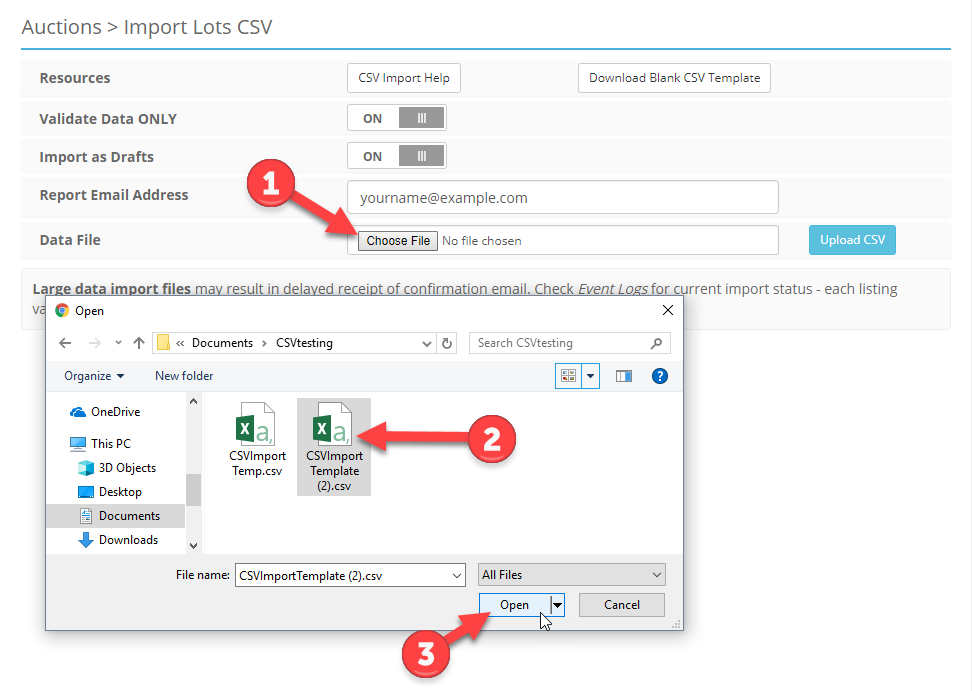 ACP Auctions Import CSV