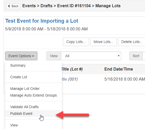 ACP Auctions Import CSV