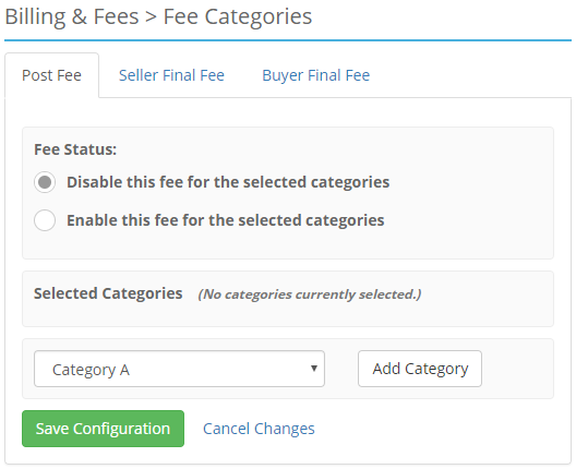 ACP BF Fee Categories