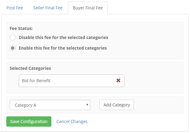 ACP BF Fee Categories