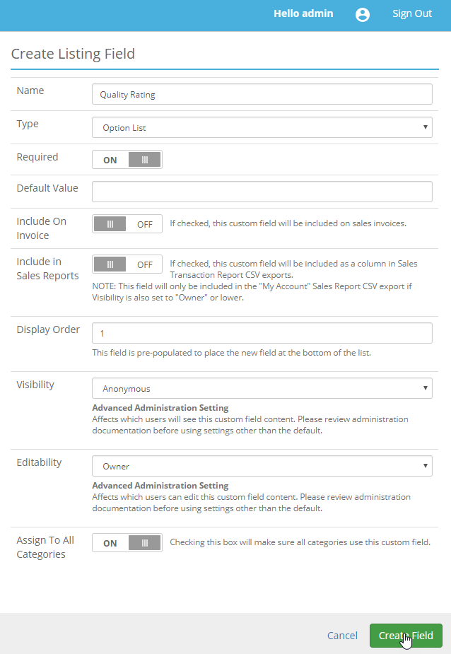 ACP Listing Custom Field Tut