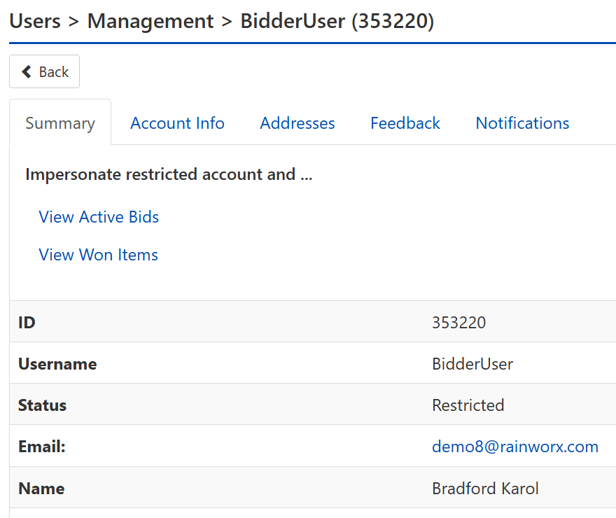 ACP User Summary