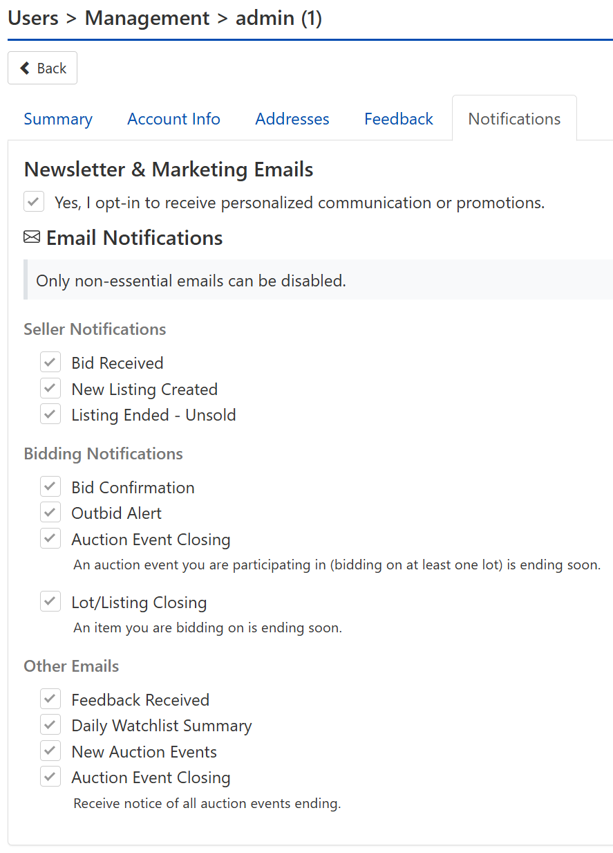 ACP Users Notifications