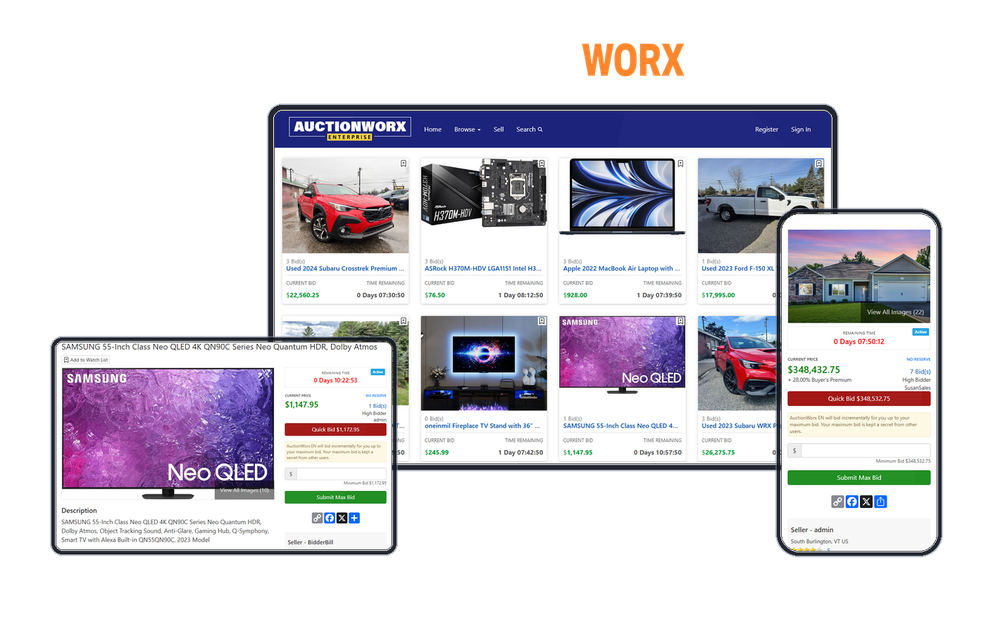 AuctionWorx responsive auction software on multiple devices