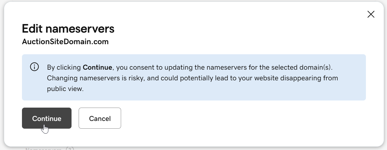 Continue to confirm the change
