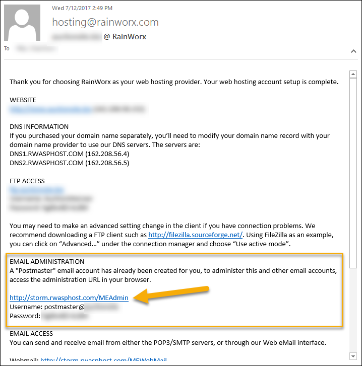 Email Administration login