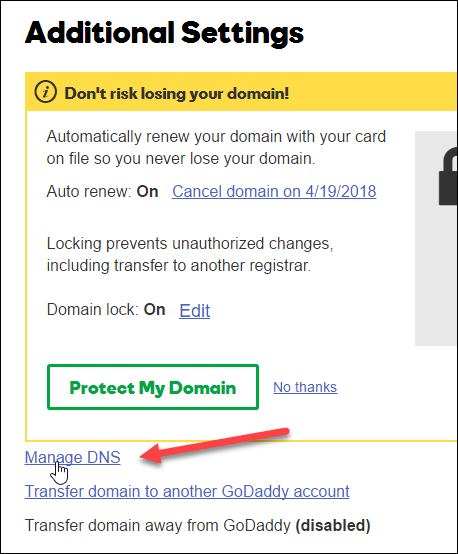 Manage DNS link