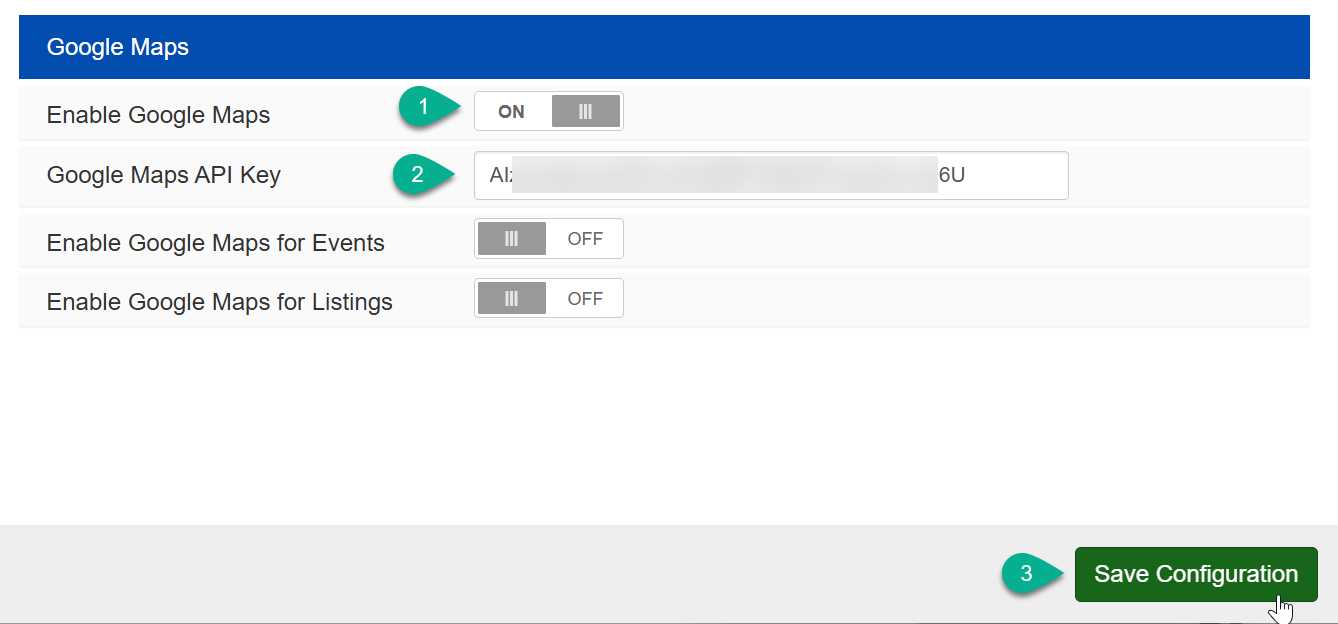 Paste the API key on the Display preferences page