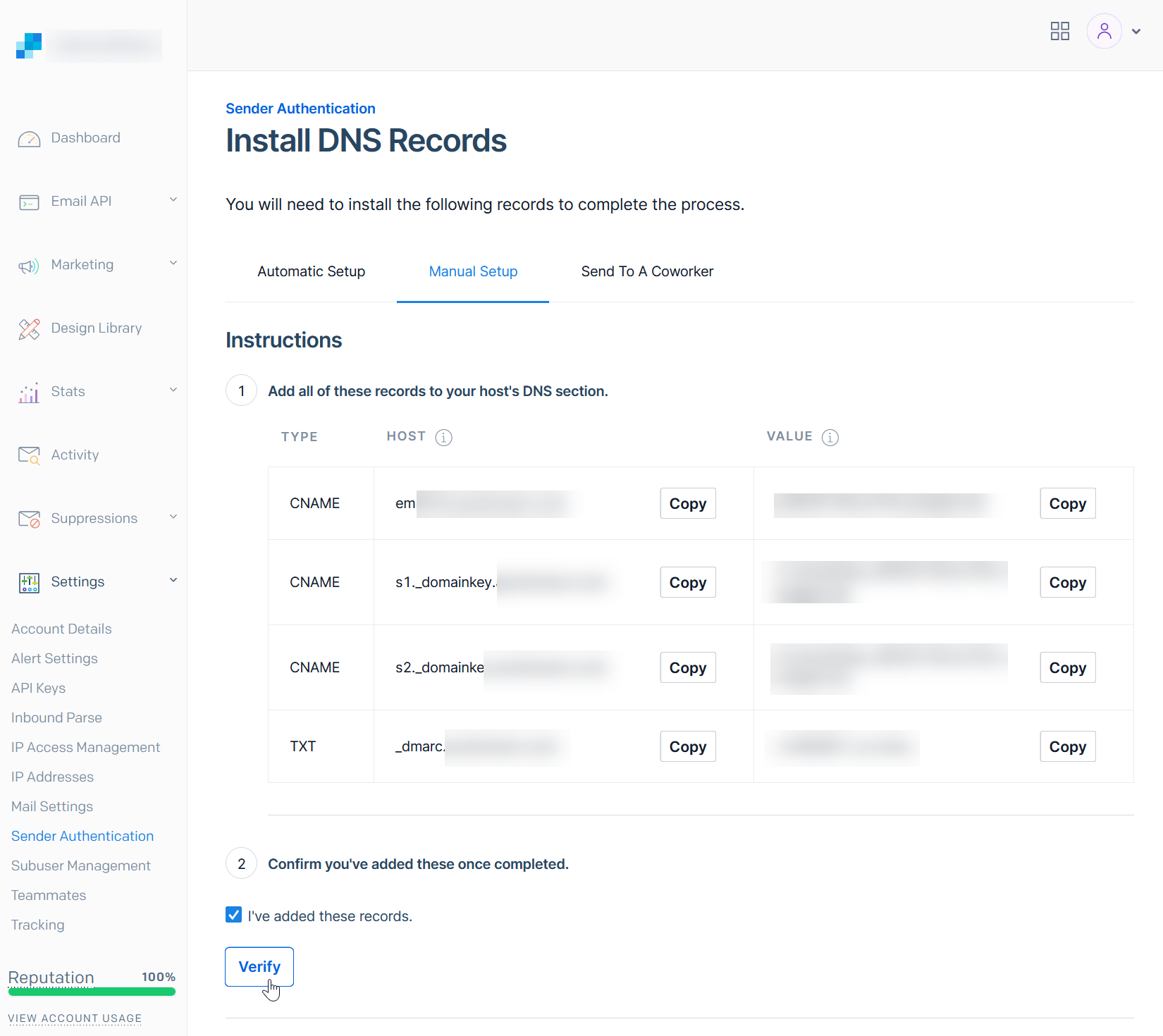Manual Setup DNS records