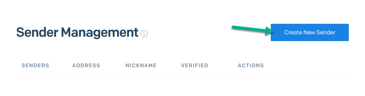 Create New Sender button