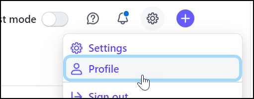 Profile in the Gear menu