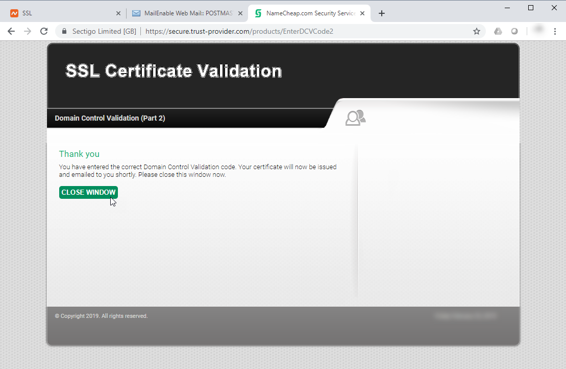 Validation thank you