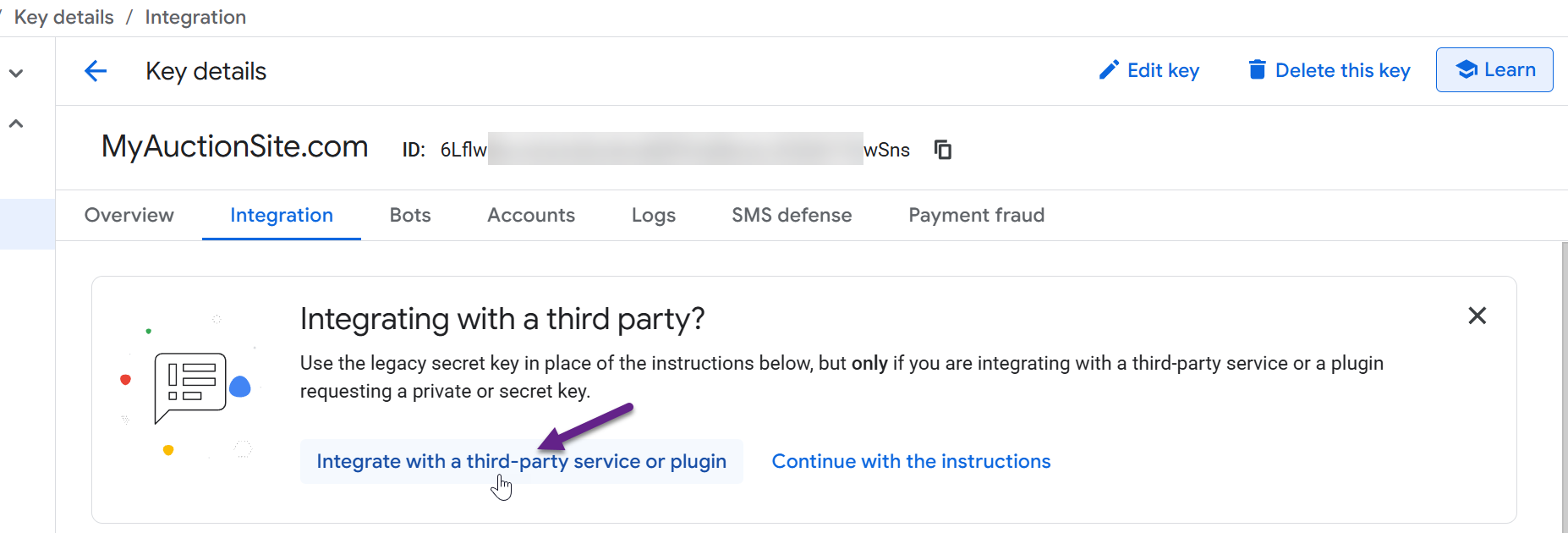 Integrate with a third-party service or plugin link