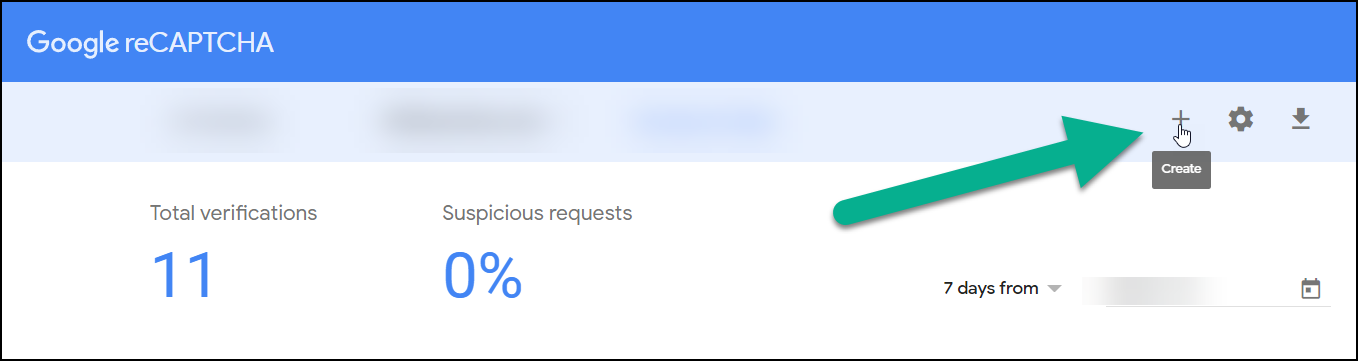 Add a site with the plus button